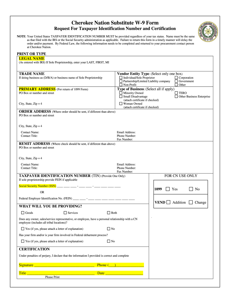 Cherokee Nation Benefits  Form