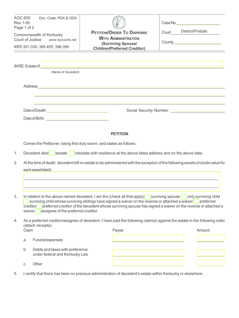  Aoc 830 Instructions 2005