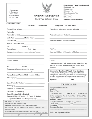 thai tourist visa application form