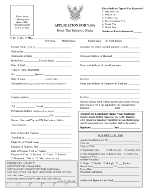 Thai Visa Application Form