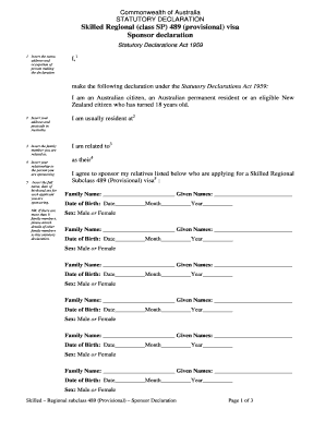 Statutory Declaration Form Australia