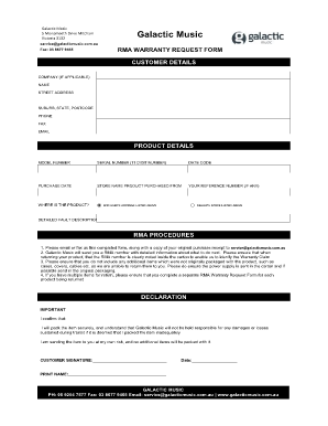 Rma Claim Form