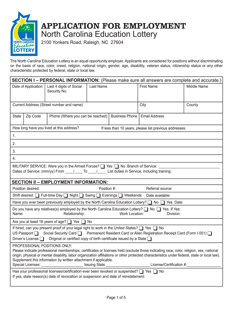 Employment Education Lottery  Form