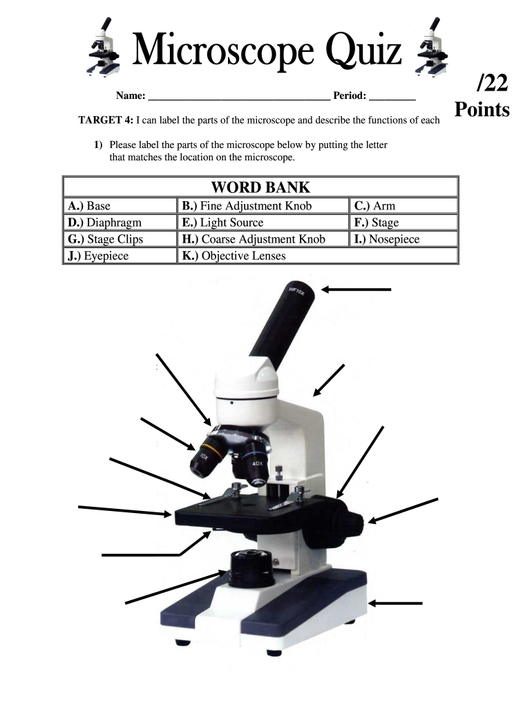 Microscope Fill in the Blank  Form
