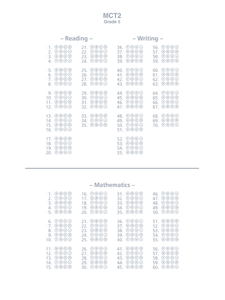 Abcd Answer Sheet  Form