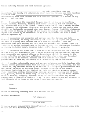 Equine Activity Release and Hold Harmless Agreement 1 I, , the Bayequest  Form