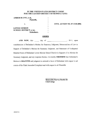 Motion for Summary Judgment Template  Form