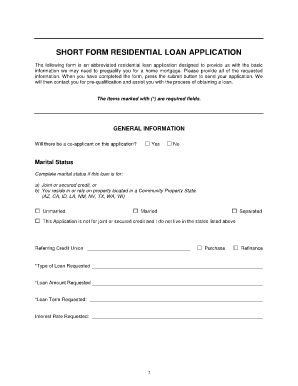Short Loan Application  Form