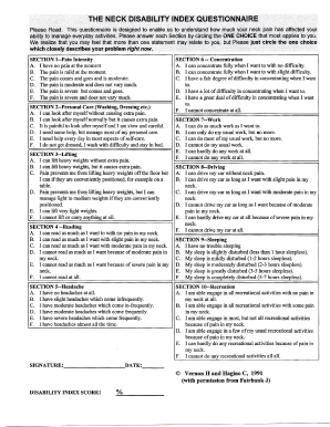 Neck Disability Index Form