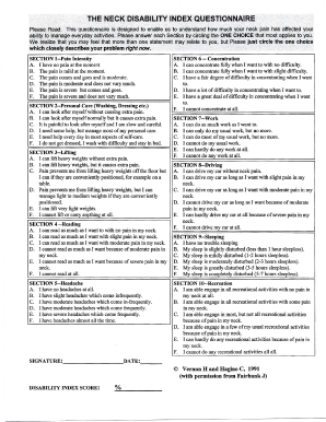 Neck Disability Index  Form