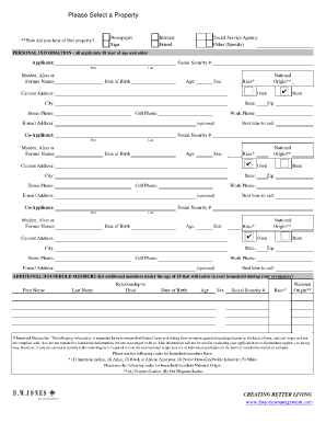 Property Application DW Jones Management, Inc  Form