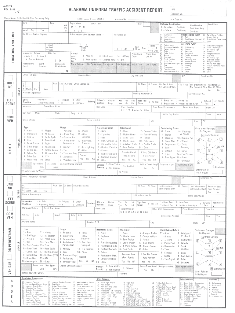 Alabama Uniform Traffic Crash Report