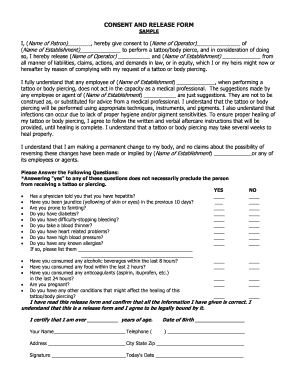 Tattoo  Body Piercing Consent Form Template  CocoSign