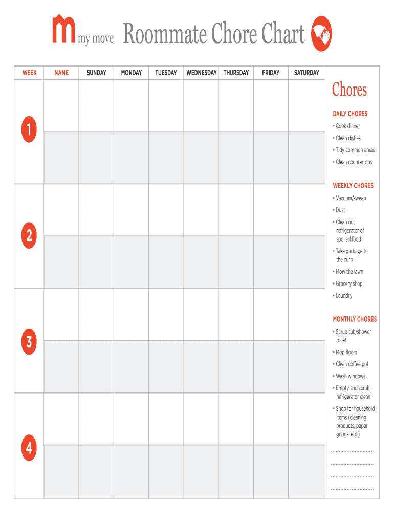 Printable Chore Charts Customizable  Form