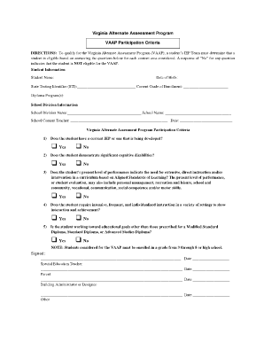 Vaap Participation Criteria  Form