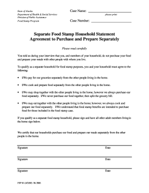 Separate Household Statement  Form