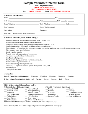 Interest Form Template