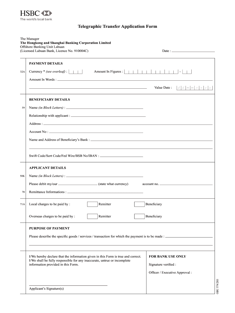 Hsbc Tt Form