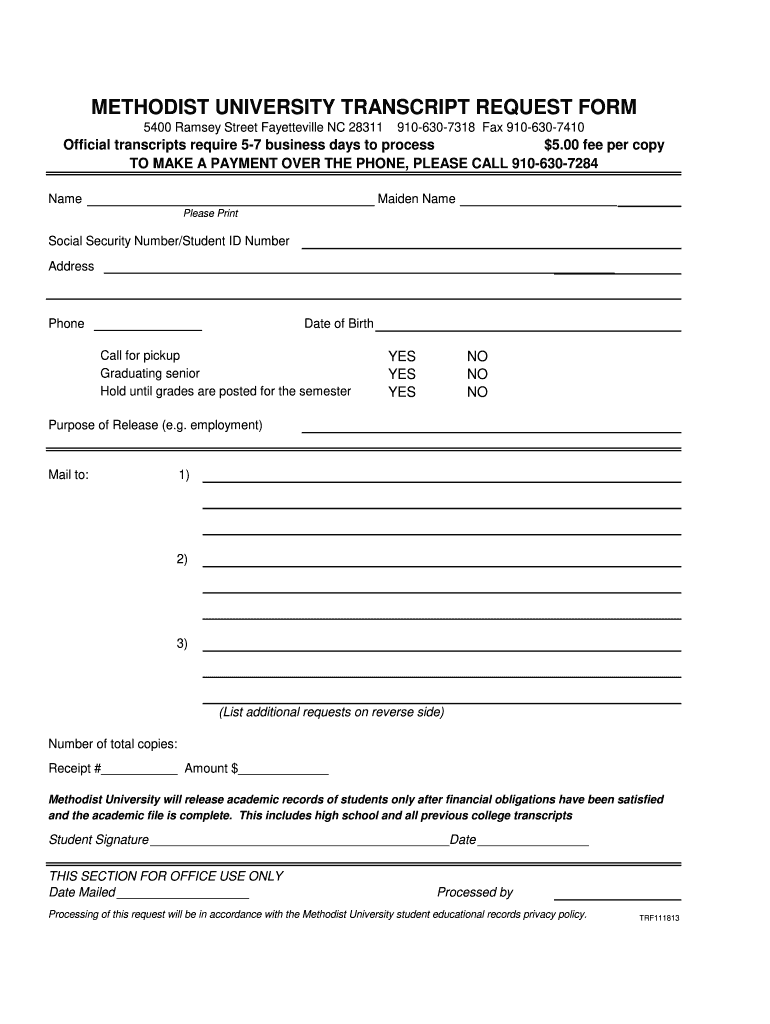  Methodist School of Nursing Transcripts 2013-2024