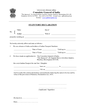 Indian High Commission Birmingham  Form