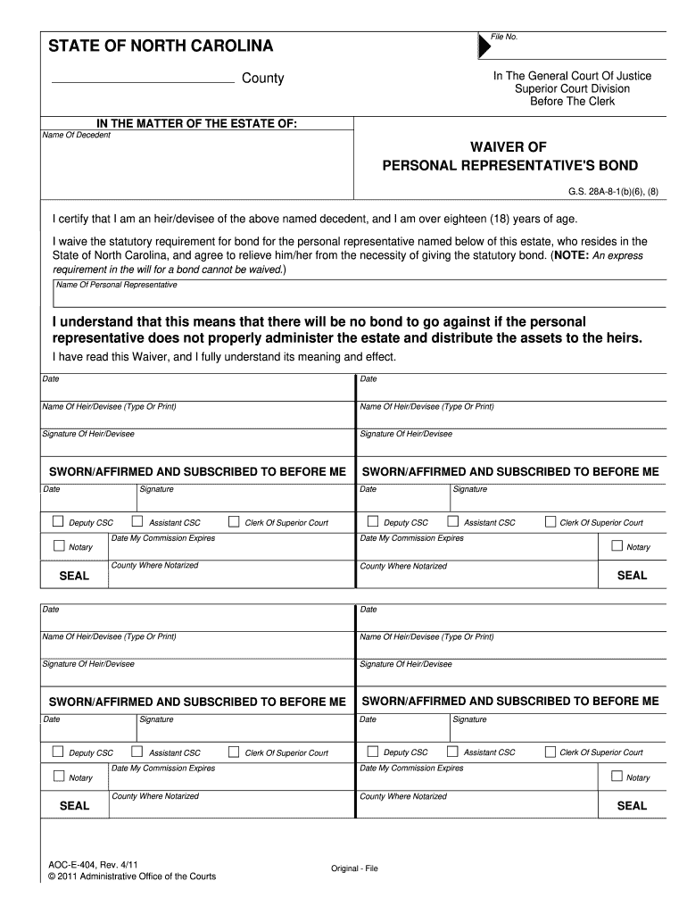  Aoc E 404 Form Nc 2011-2024