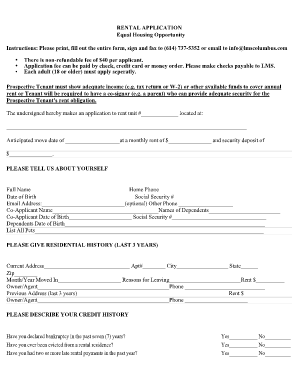 Ohio Rental Application  Form