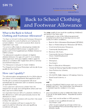 Back to School Clothing and Footwear Allowance Application Forms PDF
