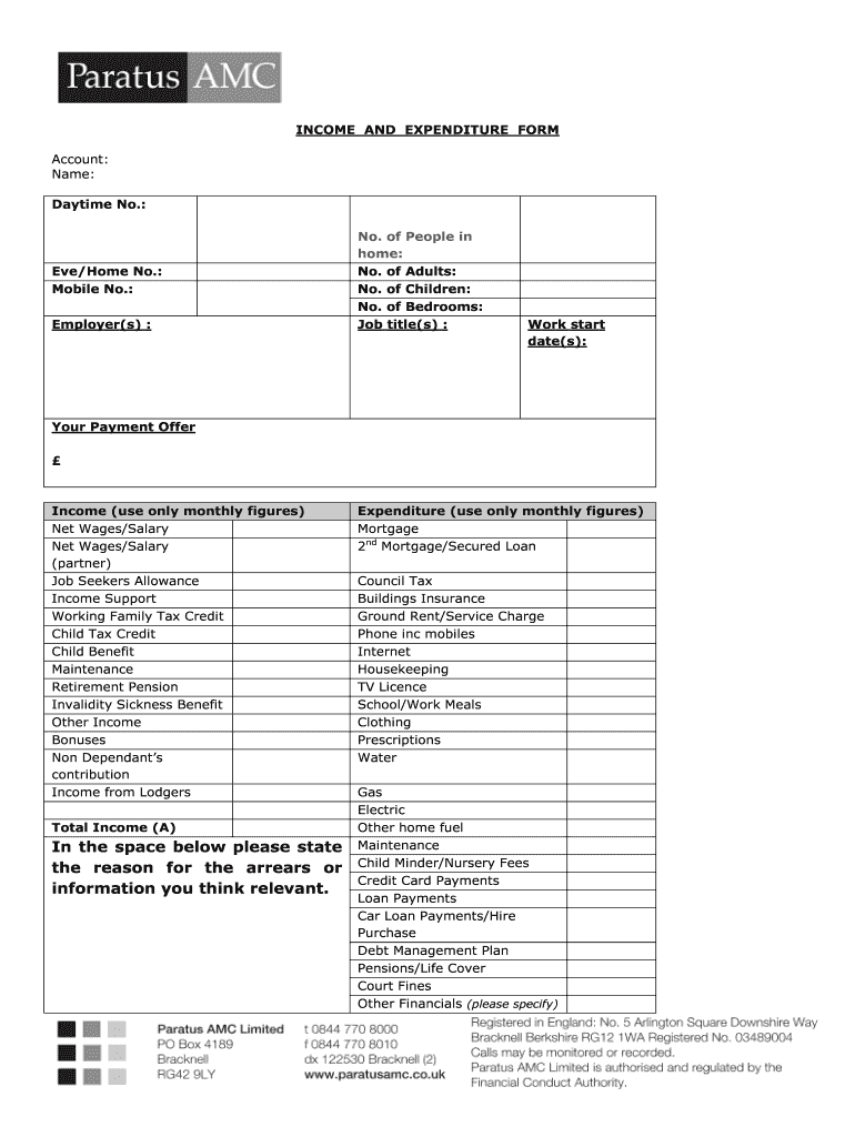 Income Expenditure Form