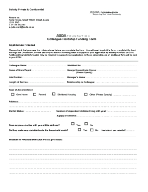 Asda Colleague Hardship Fund  Form