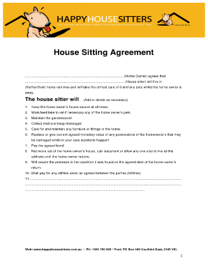 House Sitting  Form