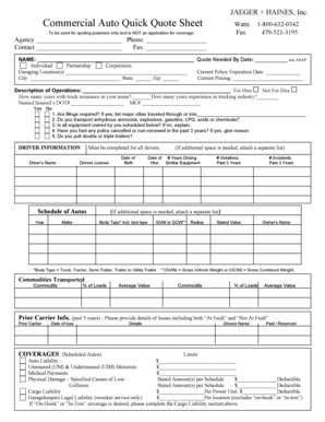 Fillable Auto Quote Sheet  Form
