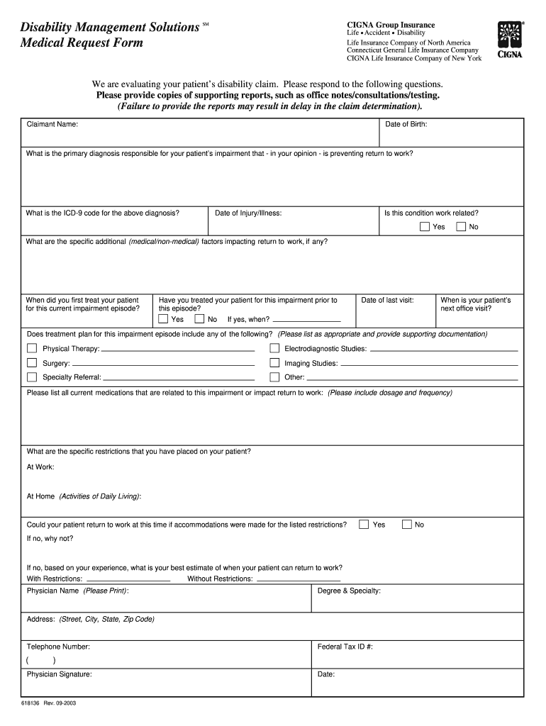 Cigna Medical Request Form