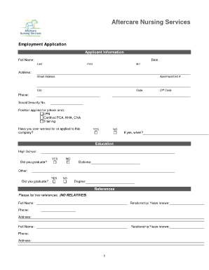 Aftercare Application Form