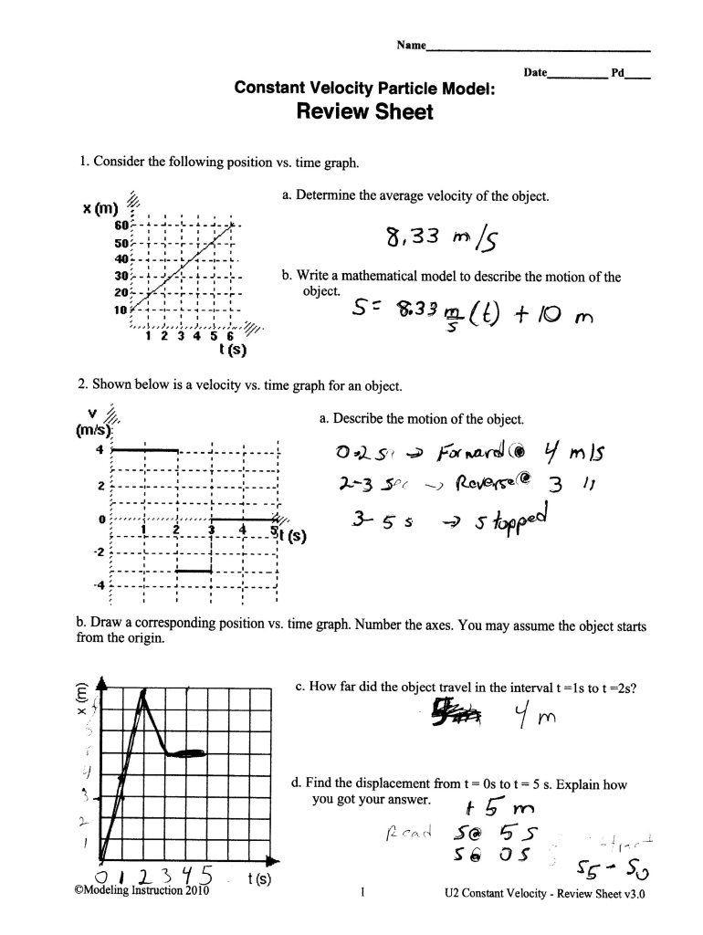 Uniformly Accelerated Particle Model Review Sheet