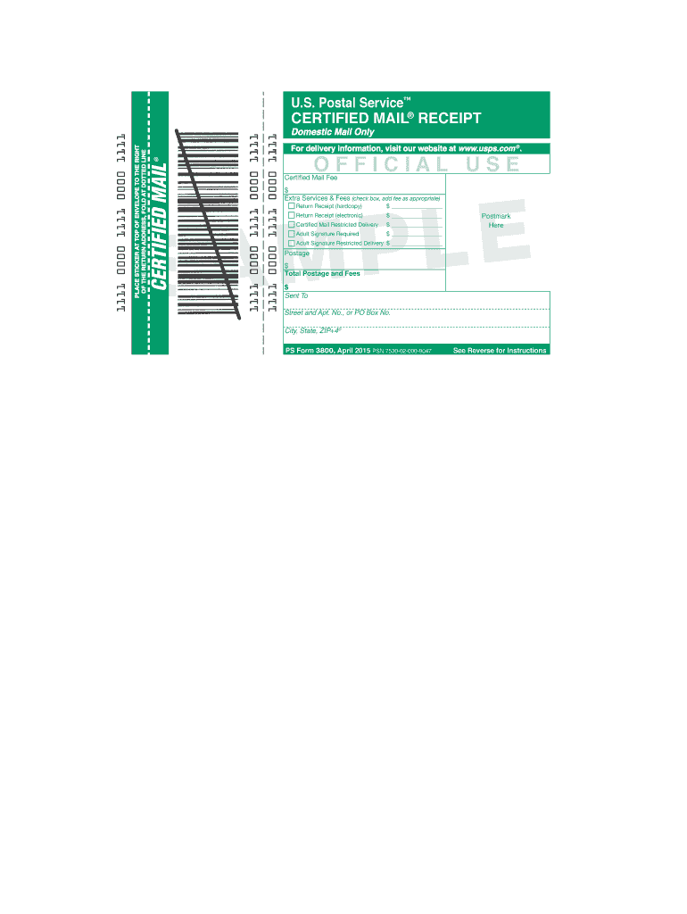 Print Certified Mail Label Template  Form