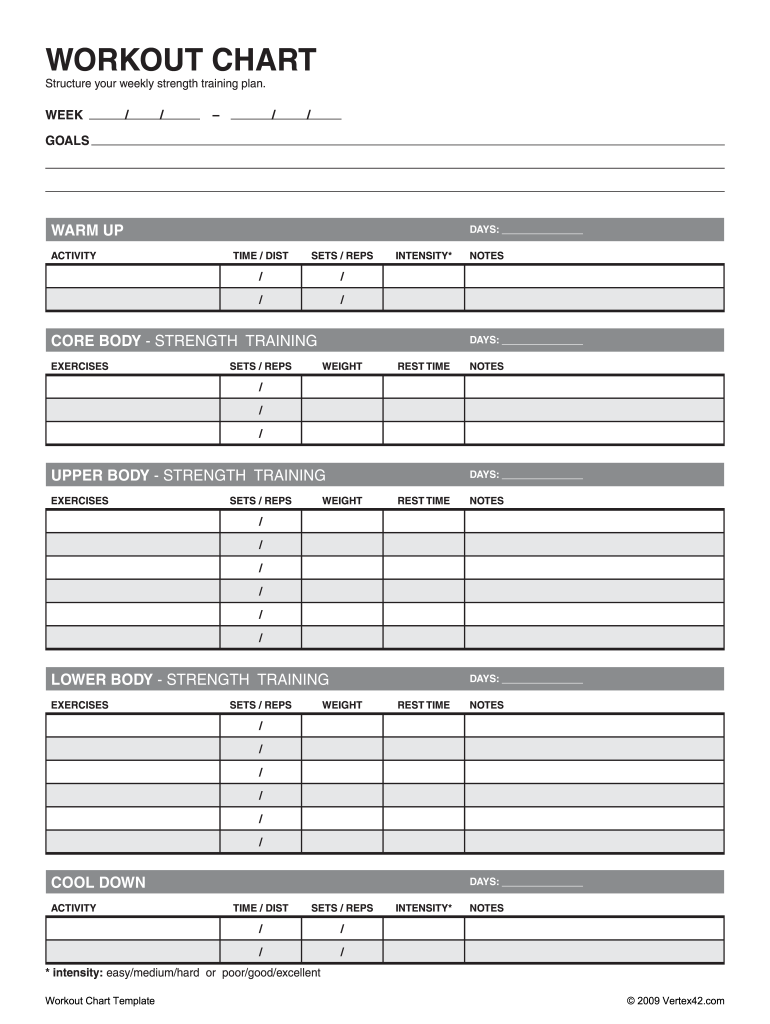 Weight Lifting Chart PDF  Form