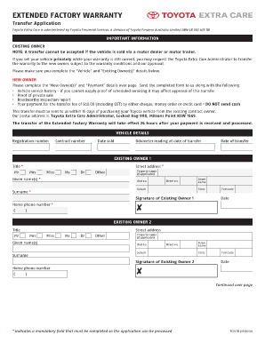 Toyota Extended Warranty Transfer Form