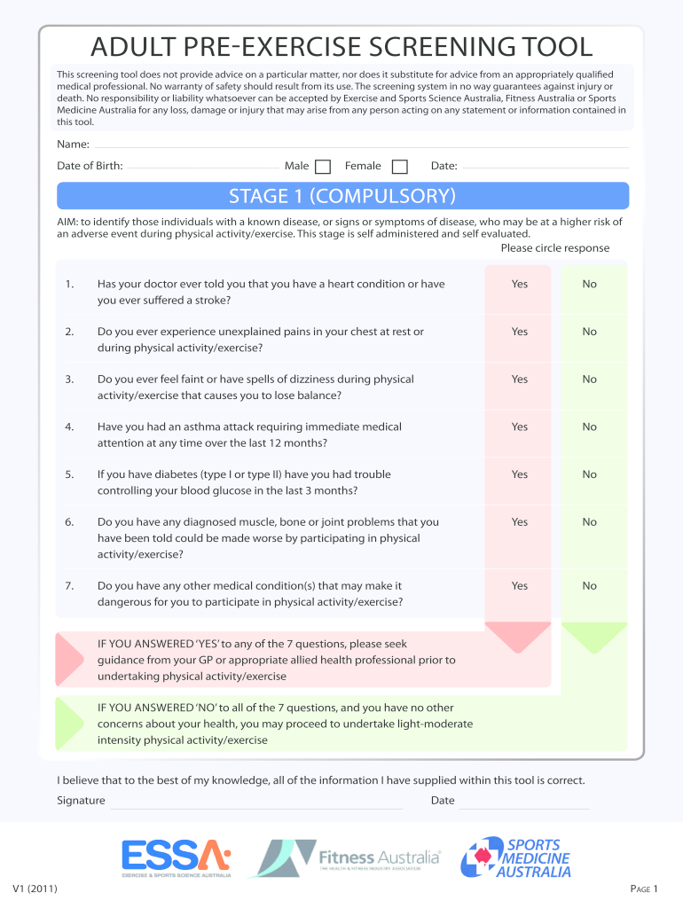  Adult Pre Exercise Screening System Apss User Guide Final PDF 2011-2024