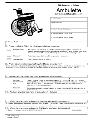 Ohio Jfs Ambulette Form