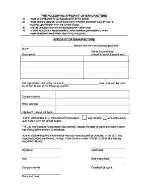 Manufacturer&#039;s Affidavit Example  Form