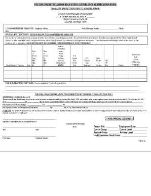 Fulton County Schools Verification of Employment  Form