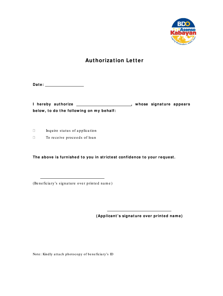 Authorization Letter to Claim  Form