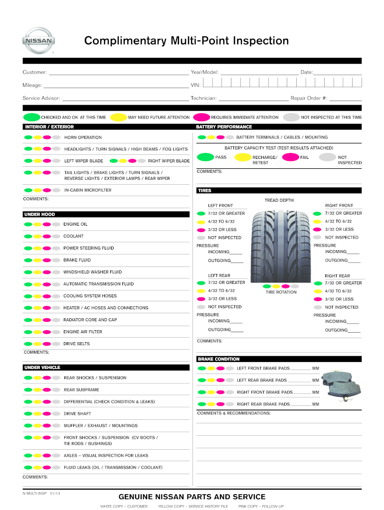Get and Sign Nissan Multi Point Inspection Form PDF