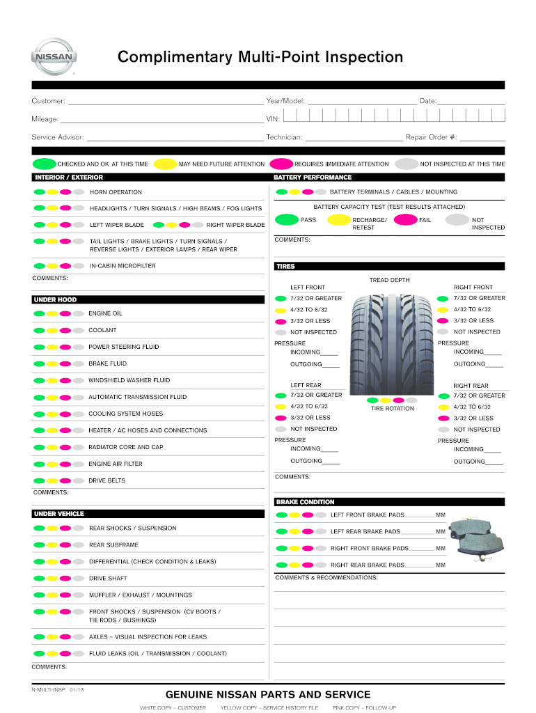 Nissan Multi Point Inspection Form PDF