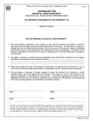 Addendum for Coastal Area Property  Form