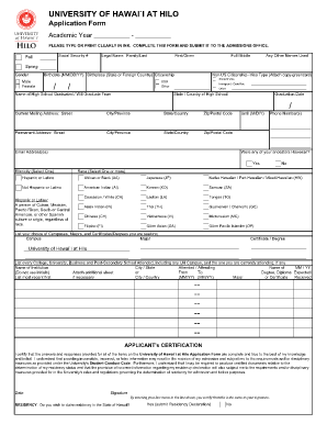 Hawaii University Application  Form