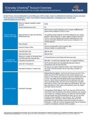 Suntrust Monthly Maintenance Fee  Form