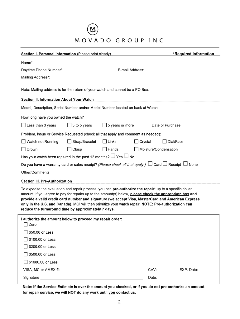 Request Item Repair Form