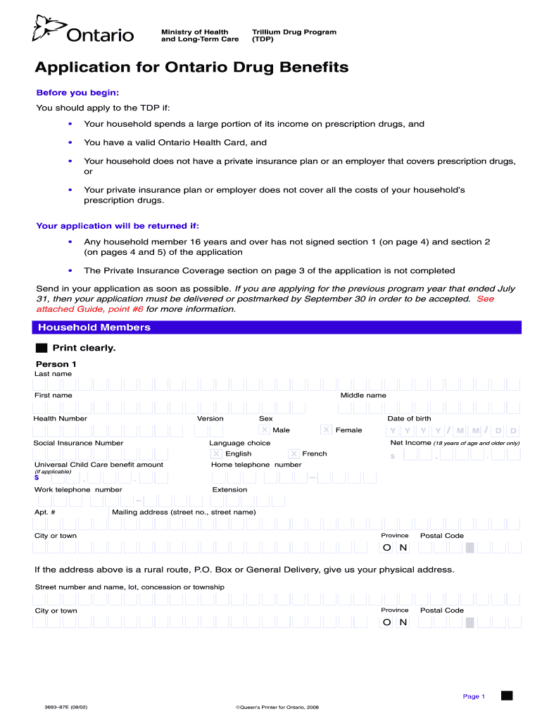 Trillium Drug Program Application  Form