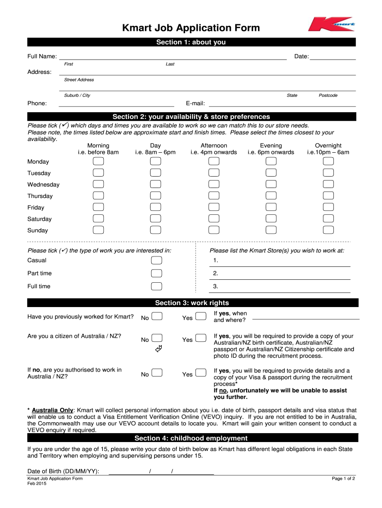Get and Sign Fill Out a Kmart Application Online Form 2014